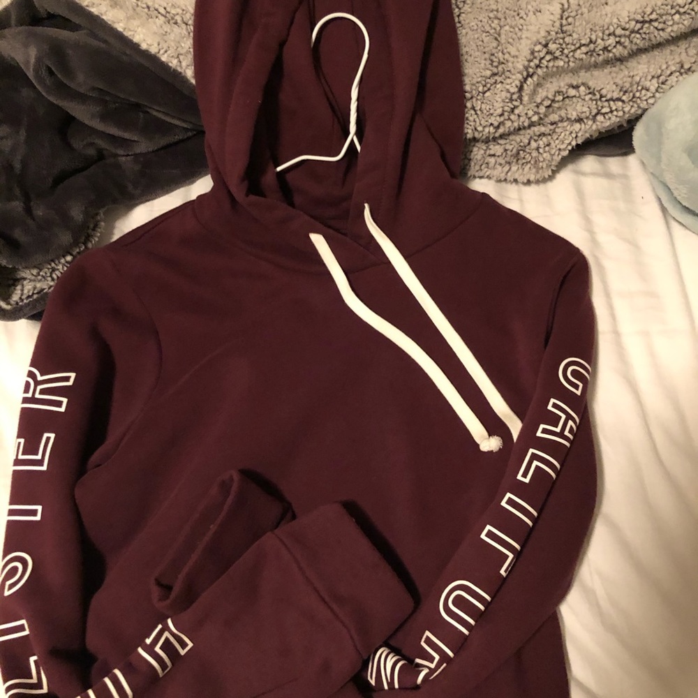 Maroon cropped hoodie from Hollister